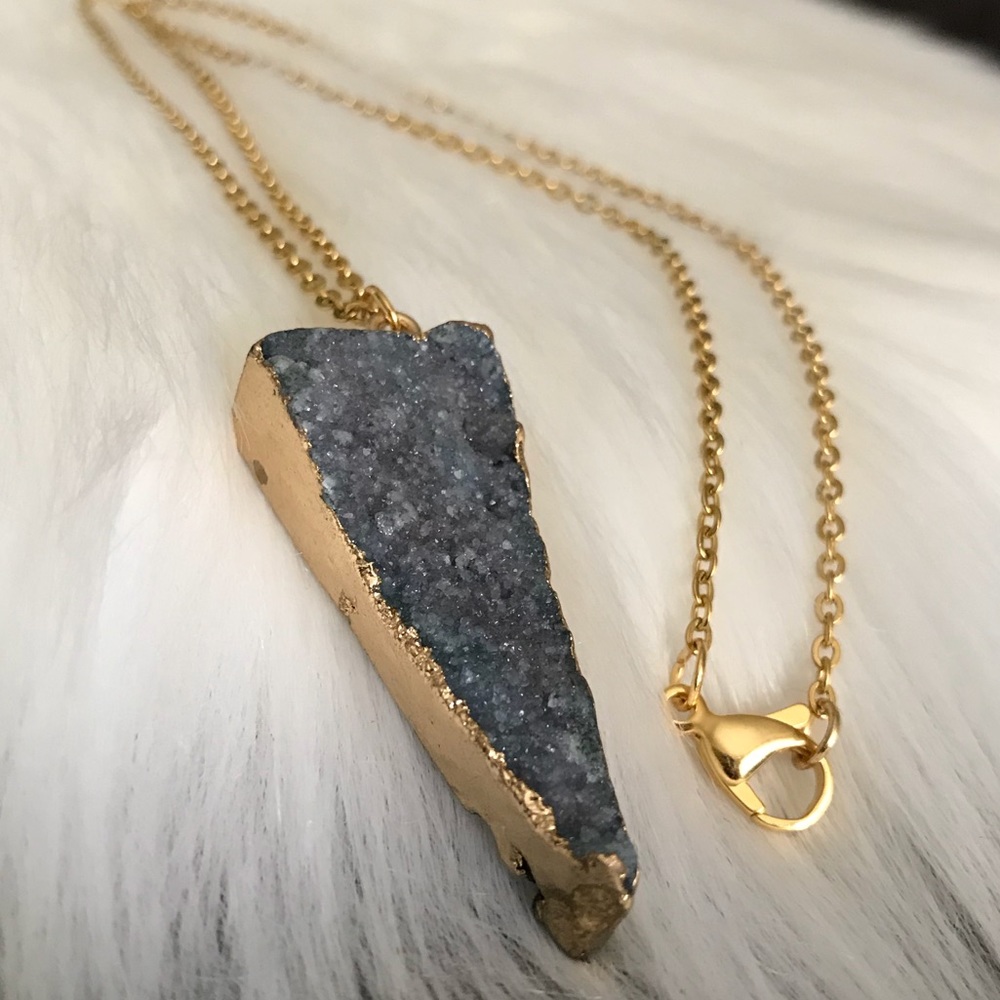 Natural Druzy Agate Necklace - Picture 2 of 8